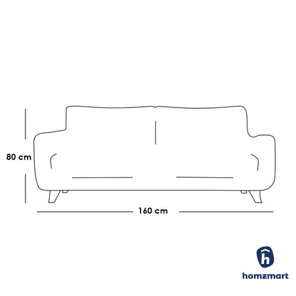 Natural Wood and Velvet Fabric 2 Seater Sofa - Grey