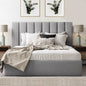 Natural Wood and Velvet Fabric Single Bed 120×120×200 cm - Grey