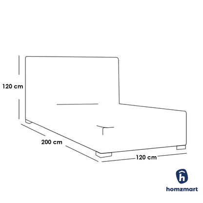 Natural Wood and Velvet Fabric Single Bed 120×120×200 cm - Grey