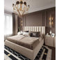 Natural Wood and Velvet Fabric King Bed 120×160×200 cm - Beige