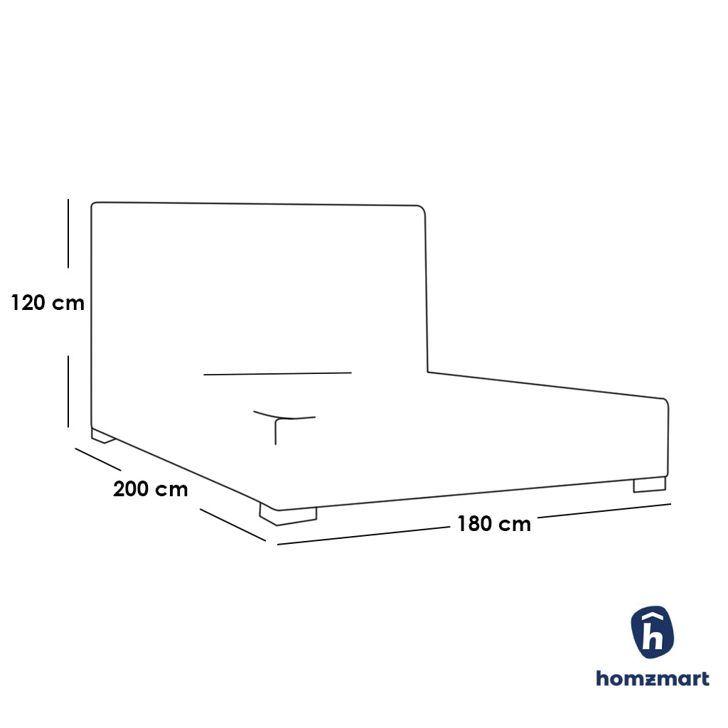 Natural Wood and Velvet Fabric Super King  Bed 120×180×200 cm - Grey