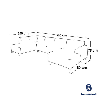 Natural Wood and Velvet Fabric U-Shape Sofa - Grey