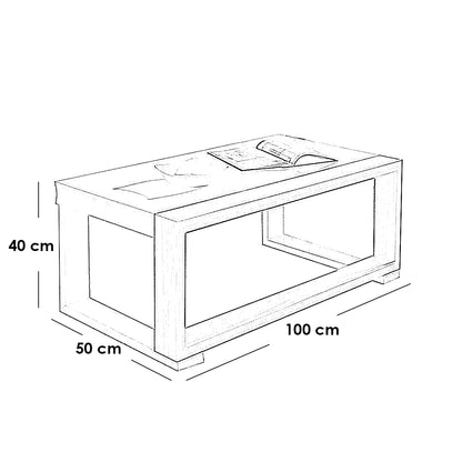 Spanish MDF Beige and White Center Table - 100 × 50 × 40 cm
