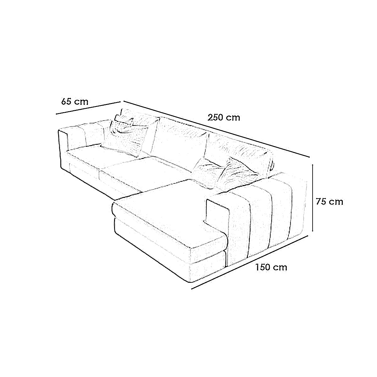 Natural Wood and Linen Fabric L-Shape Sofa - Off-White