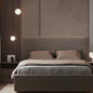 Natural Wood and Velvet Fabric Super King Bed 205x180x120 cm - Beige