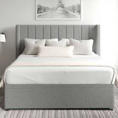 Natural wood and European union wood and Velvet Fabric Single Bed 120x120x195 cm - Grey