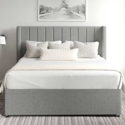 Natural wood and European union wood and Velvet Fabric Single Bed 120x120x195 cm - Grey
