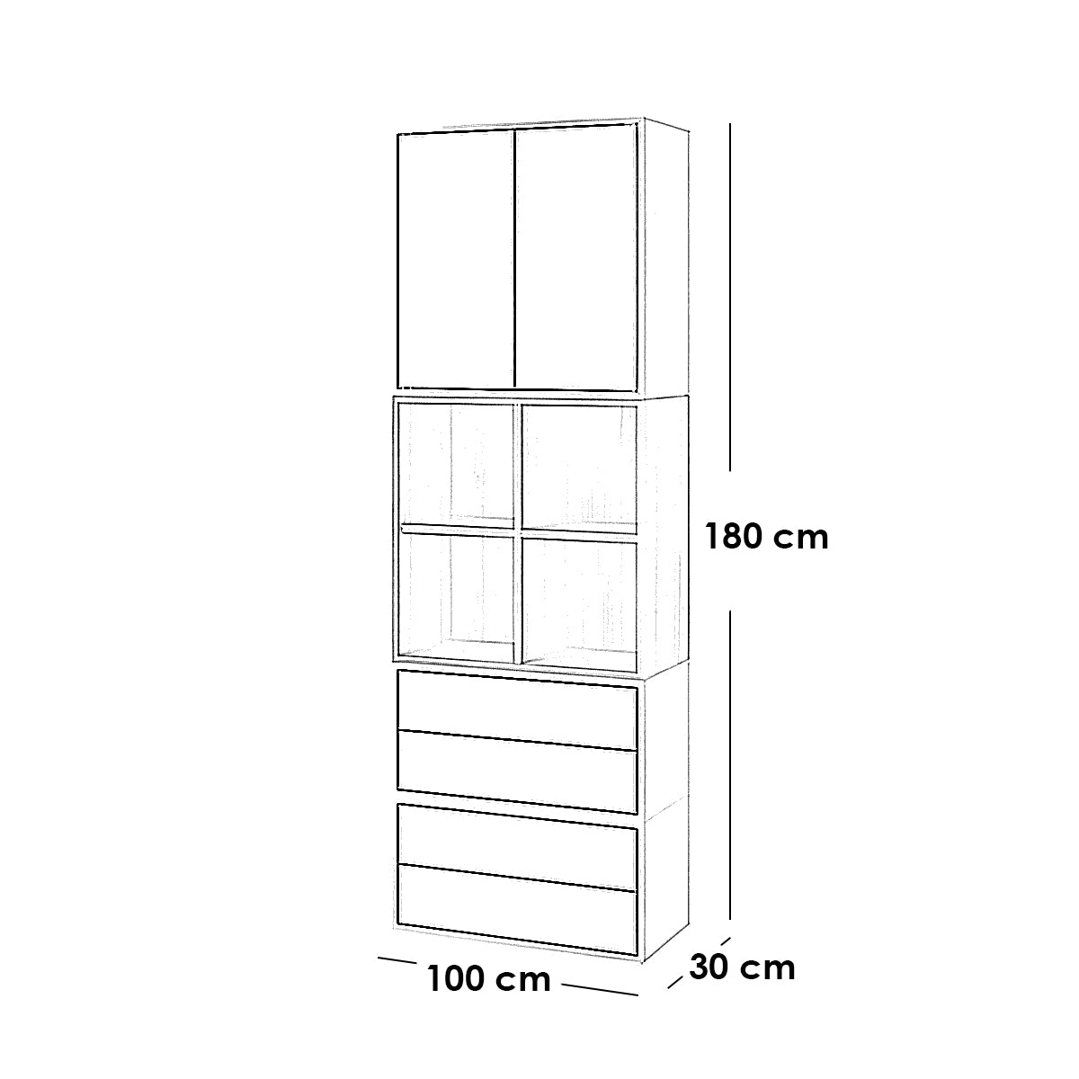 MDF Display Unit Beige and White - 180 × 30 × 100 cm