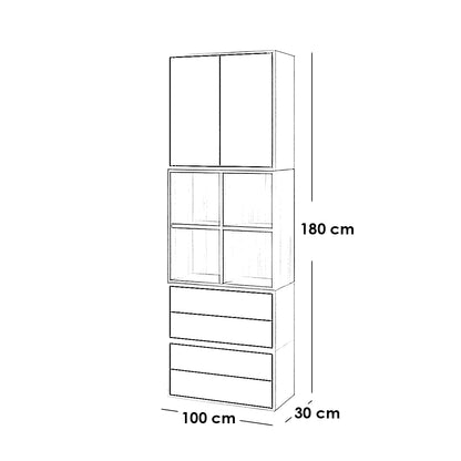 MDF Display Unit Beige and White - 180 × 30 × 100 cm