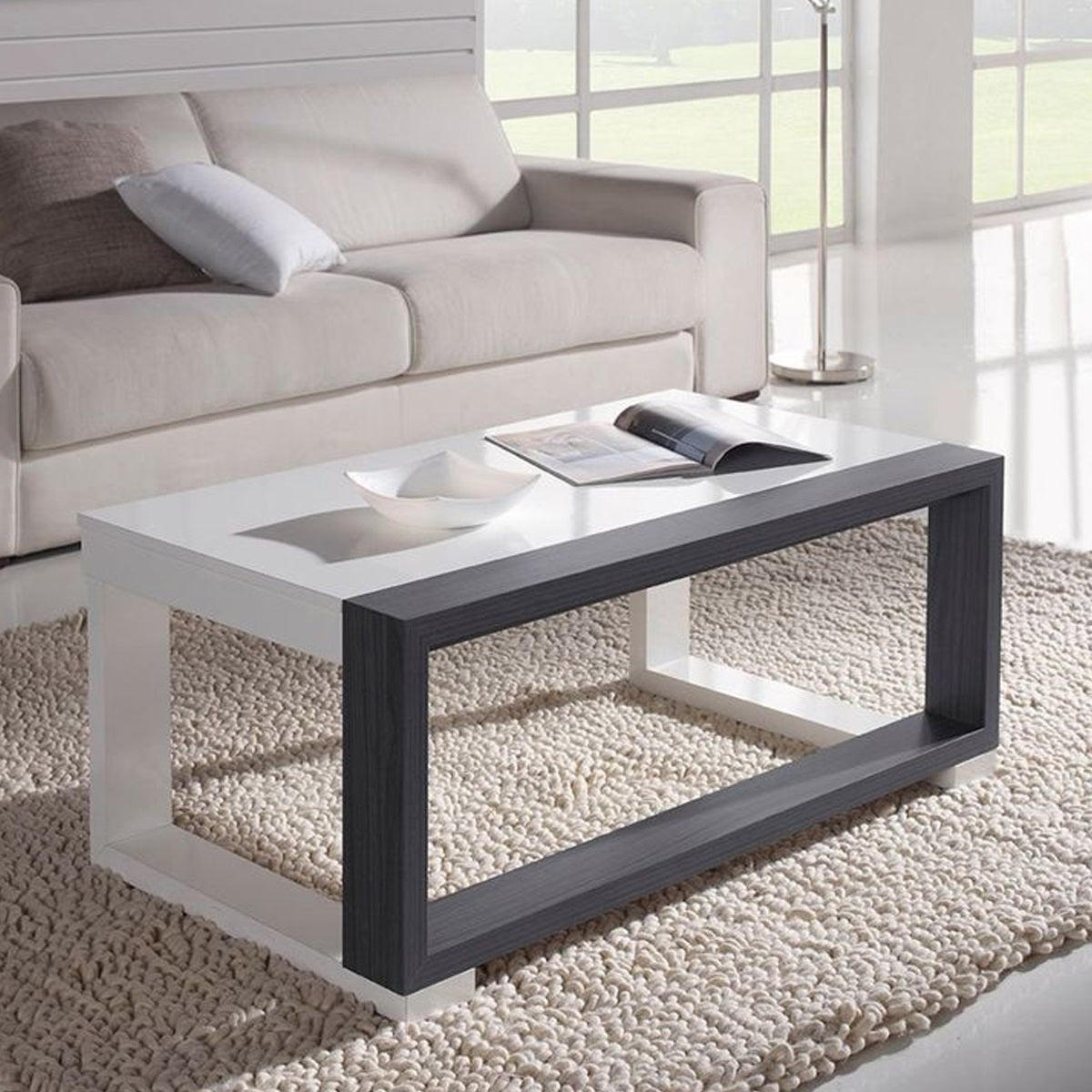 Spanish MDF Beige and White Center Table - 100 × 50 × 40 cm