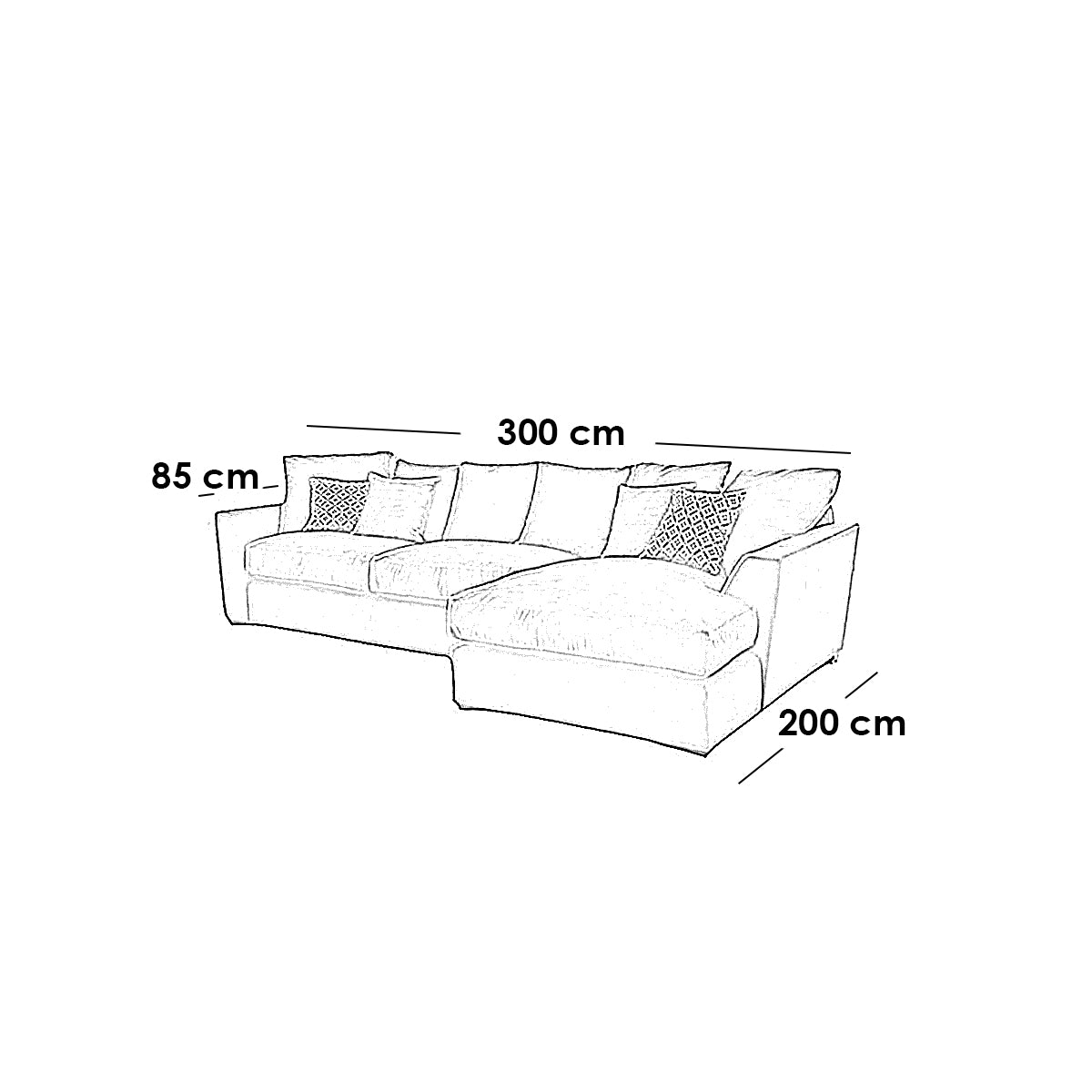 Natural Wood and Velvet Fabric L-Shape Sofa - Blue