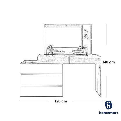 European Union Wood Vanity Beige - 120x140x35 cm