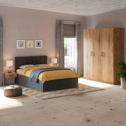 European Union Wood Bedroom 4 Pieces - Beige and Grey