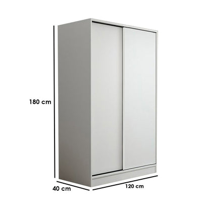 European Union Wood Wardrobe 2 Shutters White - 120x40x180 cm
