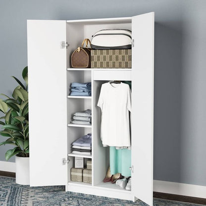 European Union Wood Wood Wardrobe White - 80x40x176 cm