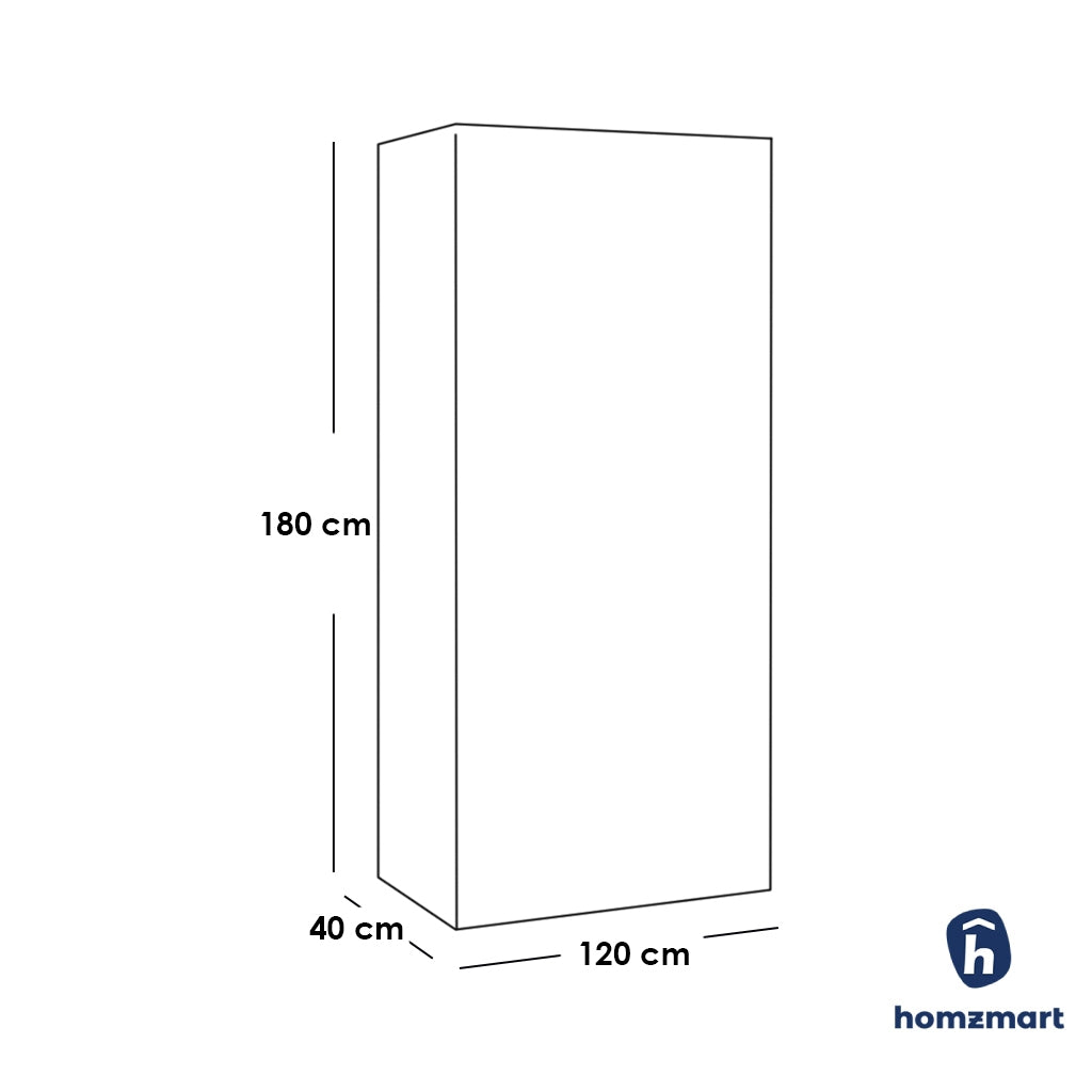 European Union Wood Wardrobe 2 Shutters Black - 120x40x180 cm