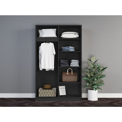 European Union Wood Wardrobe 2 Shutters Black - 120x40x180 cm