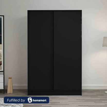 European Union Wood Wardrobe 2 Shutters Black - 120x40x180 cm