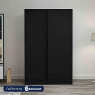 European Union Wood Wardrobe 2 Shutters Black - 120x40x180 cm